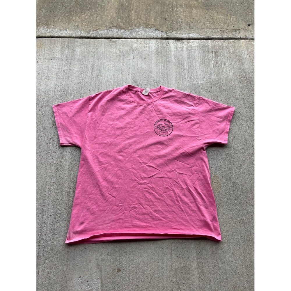 Hanes Authentic-T Mens XL Pink Crab Island Destin FL Graphic T-Shirt Short Slv